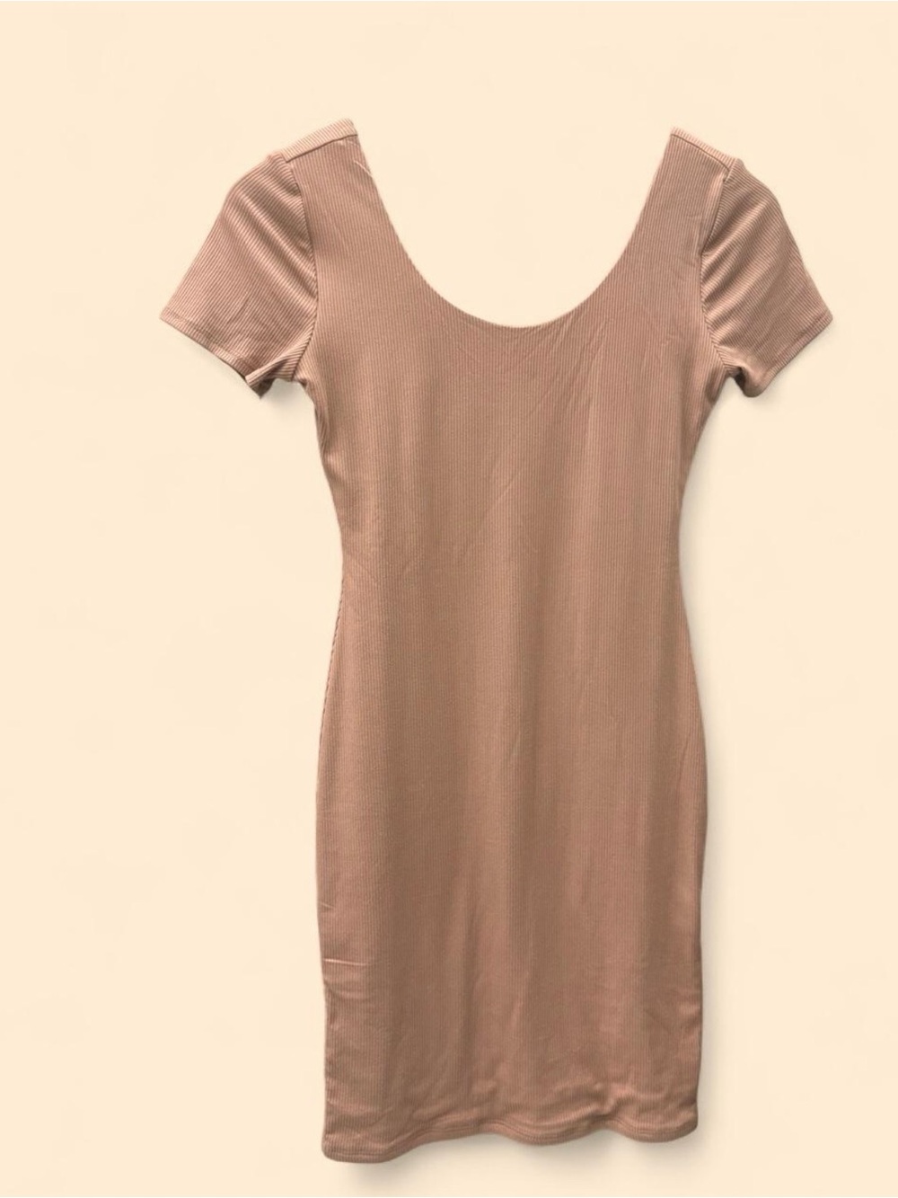 Scoop Neck Short Sleeve Bodycon Dress in Dusty Rose